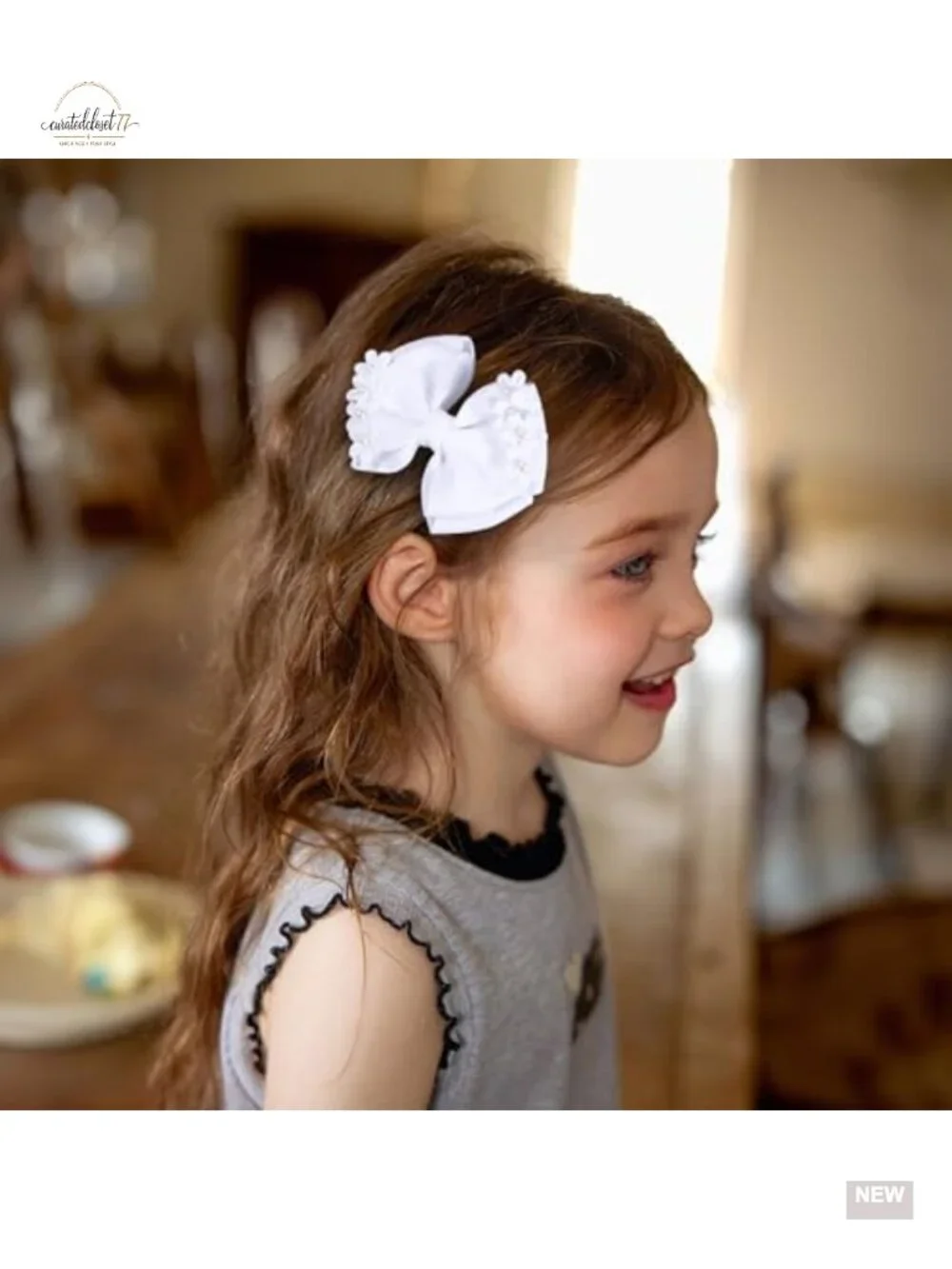 Handmade Pearl Flower Hair Bows with Alligator Clips - 2 Pack